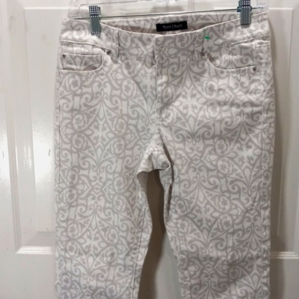 WhiteHouse/Blackmore, White&Toupe Blanc Jeans. Sz 4 R. 28/28 Straight - Picture 1 of 8